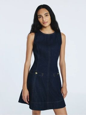 Sleeveless Dark Indigo Denim Mini Dress
